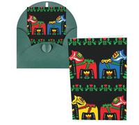 Runner Swedish Dala Horse Folk Print Thank You Cards Greeting Cards With Envelopes Blank Note Cards 10x15 cm Perfect for Thank Yous Invitations