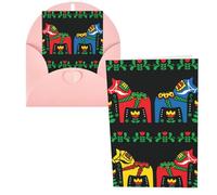 Runner Swedish Dala Horse Folk Print Thank You Cards Greeting Cards With Envelopes Blank Note Cards 10x15 cm Perfect for Thank Yous Invitations