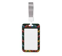Runner Swedish Dala Horse Folk Printed Id Badge Holder with Neck Strap Vertical Waterproof Name Card Holder for Office School