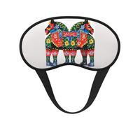 Runner Swedish Dala Horse Folk Sleep Mask for Side Sleeper, Blackout Eye Mask for Women Men, Zero Pressure Sleeping Masks Soft Breathable Eye Cover Comfortable Blindfold Eyeshade for Night Sleep