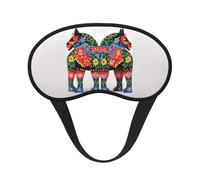 Runner Swedish Dala Horse Folk Sleep Mask for Side Sleeper Eye Mask for Sleeping Light Blocking Sleep Eye Mask for Women Men Adjustable Elastic Strap Travel Nap Blackout Eye Shade Cover