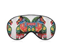 Runner Swedish Dala Horse Folk Sleep Mask Soft Comfortable Eye Mask with Adjustable Strap Eye Cover Eye Shade for Men Women Work Travel