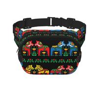 Runner Swedish Dala Horse Folk Unisex Adjustable Waist Square Double Layer Waist Pack for Outdoor Activities Travelling Running Hiking