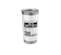 Runner with Border Collie Stainless Steel Insulated Tumbler