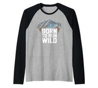 Runners Born to Run Wild Funny Running Motivation Raglan Baseball Tee