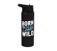 Runners Born to Run Wild Funny Running Motivation Stainless Steel Insulated Water Bottle