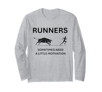 Runners Motivation Bull Chasing a Runner Funny Running Gift Long Sleeve T-Shirt