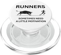 Runners Motivation Bull Chasing a Runner Funny Running Gift PopSockets PopGrip for MagSafe