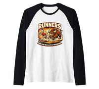 Runners Motivation Bull Chasing a Runner Funny Running Gift Raglan Baseball Tee