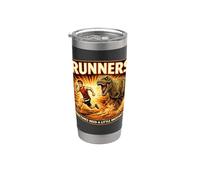 Runners Motivation T REX Chasing a Runner Funny Running Gift Stainless Steel Insulated Tumbler
