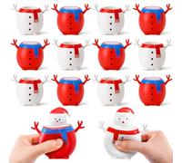 RunNico 12 Pack Christmas Snowman Squeeze Sensory Toy, Santa Claus Squishy Fidget Toys, Stretchy Christmas Snowman Relieve Stress Ball for Holiday Decoration Party Favors Adult Anxiety Relieve