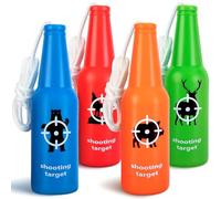 RunNico 4 Pack Shatterproof Bottle Shooting Targets, Hunting Plastic Bottle Targets with Hanging Rope, Portable Bright Color Bottles Target for Indoor Outdoor Gun Ranges Firearm Practice Accessories