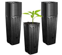 RunNico 50pcs Plastic Deep Plant Nursery Pots,11.8”Tall Tree Pots,Black Deep Seedling Container Pots with Drainage Holes for Indoor Outdoor Gardening (3.9" Wx11.8 H)