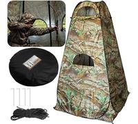 RunNico 75"x47"x47" 1-Person Camo Hunting Tent, Portable Ground Blind with 5 Windows, Waterproof, Spacious Square Style, 4 Season, Hunting Blind Tent