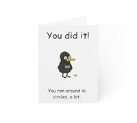 Running Achievement Congratulations Card, Funny Duck Design, 50 100 250 Milestone, Running in Circles Theme (Black - 100)