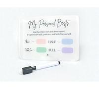 Running Achievement Whiteboard, Personal Best PB Tracker for 5km/10km/Half/Full Marathon, Reusable with Pen (Pastel)