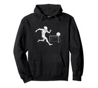 Running Alien Kicking A Soccer Ball Cutting Through Air Pullover Hoodie