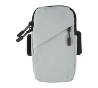 Running and Cycling Mobile Phone Bag, Double Layer Nylon Armband and Wrist Cell Phone Holder with Large Capacity and Non Slip Widened Strap for Secure Carrying (Gray)