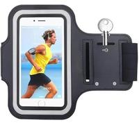 Running Armband for Samsung Galaxy S23/S24 Plus Ultra & any Models up to 6.8-Inches, Stretchable Sports Jogging Gym Armband with Key & Phone Holder Case For iPhone 16/15/14/13/12/11/X (Black)