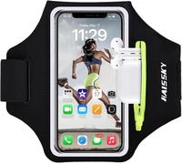 Running Armband Phone Holder for Running with Airpods Zipper Pocket Cell Phone Armband Holder Sweatproof Sports Gym Case Fits iPhone 16/15/14/13/12/11Pro Max with Touchscreen up to 6.9"