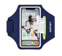 Running Armband Phone Holder with Airpods Zipper Pocket - Sweatproof Sports Gym Armband Case Fits iPhone 15/14/13/12/11 Pro Max with Touchscreen up to 6.9