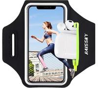 Running Armband with Airpods Zipper Pocket, for iPhone 12/11/11 Pro/11 Pro Max/X/XR/XS/8/7, Galaxy A50s/S20/S10/S9/S8, Up To 6.8 inches, Touch ID, Sweatproof Sports Phone Armband (Small - Large Arms)
