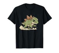 Running Baby Stegosaurus Cute Cartoon Dinosaur T-Shirt