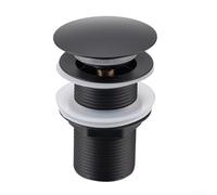 Running Basin Waste for Bathroom Sink Without Overflow in Solid Brass, Matt Black Finish, Compatible with Basins Featuring Continuous Water Flow Drain