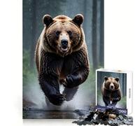 Running Bear in The Rain 1000 Piece Jigsaw Puzzles for Teenagers Jigsaw Wise Think Toy Relax Time Clear Cut Festival Gift (38x26cm)