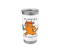 Running Because Murder is Wrong Retro Humor for Runners Stainless Steel Insulated Tumbler