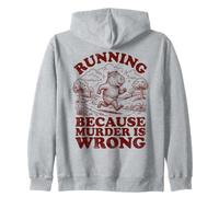 Running Because Murder Is Wrong Retro Humor for Runners Zip Hoodie