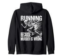 Running Because Murder Is Wrong Retro Humor for Runners Zip Hoodie