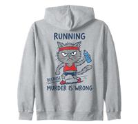 Running Because Murder Is Wrong Retro Humor for Runners Zip Hoodie