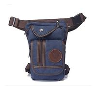 Running Belt,Bum Bag Men's Canvas Vintage Drop Leg Bag Waist Pants Pants Hip Hip Belt Hiking Motorcycle Cross Body Mission Bag(Blue Canvas)