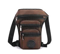 Running Belt,Bum Bag Men's Hip Thigh Motorcycle Rider Multi-Pocket Shoulder Bag Men's Nylon Waist Leg Bag(Deep Coffee)