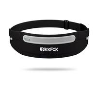 Running Belt Bum Bag with Adjustable Elastic Strap, 3 Pockets & Reflective Strip, Large Capacity Ultra Light Waistpacks Unisex for Workout & Biking, Fit Smartphone up to 7.5 Inches (Black)