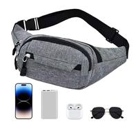 Running Belt - Butt Bag | Jogging Waist Pack | Exercise Fitness Phone Holder Bags | Adjustable Hiking Pack Fanny | Multi-Function Waterproof Fashion Casual Packs, Grey, Se référer au descriptif, Refer