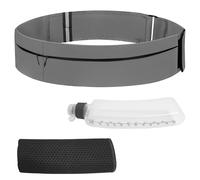Running Belt for Men Women - Waterproof Waist Pack with Water Bottle and Cooling Towels, Adjustable Reflective Belt with 3 Pockets for Jogging, Hiking, Grey, Large, Running Belt