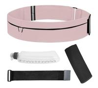 Running Belt for Women Men with Water Bottle & Cooling Towel,Waterproof Running Bag with Adjustable Extension Strap & 3 pocket, Reflective Belt Waist Pack for Hiking, Jogging & Travel (Pink, Medium)