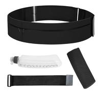 Running Belt for Women Men with Water Bottle & Cooling Towel,Waterproof Running Bag with Adjustable Extension Strap & 3 pocket, Reflective Belt Waist Pack for Hiking, Jogging & Travel (Black, Large)