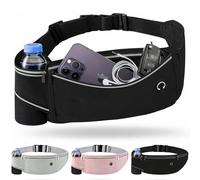 Running Belt Waist Pack with Adjustable Elastic Strap Clip Sweatproof Bum Bag Fits All Phones & Waist Sizes for Runners Jogging Outdoor Exercise, Large Capacity (Black 1 with Water Bottle Pocket)