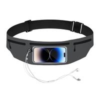 Running Belt with Touch Screen Window, White, Adjustable Sports Belt with Headphone Jack and Zip Pockets, gray, Standard, Sporty