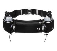 Running Belt with Water Bottles, Sports Hydration Waist Pack, Black