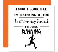Running Birthday Card for Men Women - In my Head - Happy Birthday Card for Brother Sister Dad Son, 145mm Bday Greeting Cards