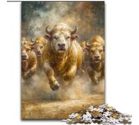 Running Bison 1000 Piece Jigsaw Puzzles for Adults Gifts, Challenging Game And Family Play Artists Collection, Fine Art for Age 14 Years Up (50x75cm)