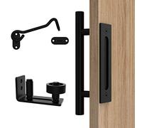 Running Black Barn Door Handle and Adjustable Floor Guide for All Sliding Barn Door