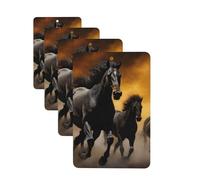 Running Black Horses Car Air Fresheners Cards 4 Pcs Hanging Fragrance Scented Cards Long-Lasting Car Aromatherapy Tablets for Wardrobe Bathroom Car Interior Mirror Pendant Gifts