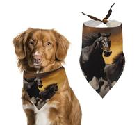 Running Black Horses Easter Dog Bandanas for Small Medium Large Dogs,Cat Dogs,Pet Scarf - Polyester Cute Bibs.Triangle Pet Scarf for Puppy Pet,Personalized Birthday/Party Fun Idea Gift