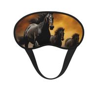 Running Black Horses Sleep Mask for Side Sleeper, Blackout Sleeping Eye Mask, Soft Breathable Eye Cover for Women Men Travel Eyeshade, Relaxing Zero Pressure Night Blindfold