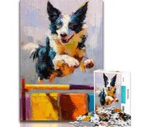 Running Border Collie 1000 Piece Jigsaw Puzzle for Adults And Teenagers,Fun Games Every Piece Is Unique - Challenging Family Fun Game (75x50cm)